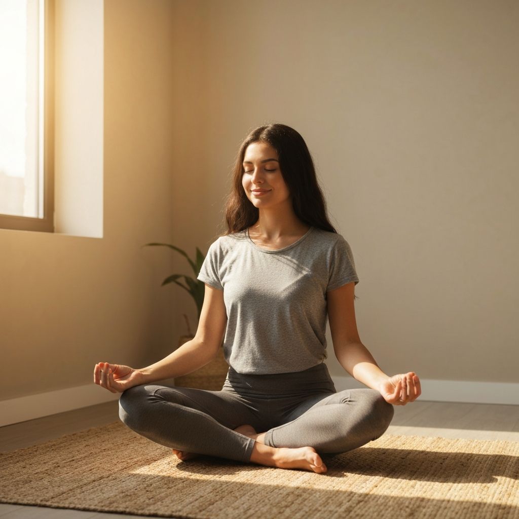 Person practicing mindful breathing